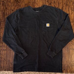 Carhartt Black Long Sleeve Pocket Shirt with Logo Patch